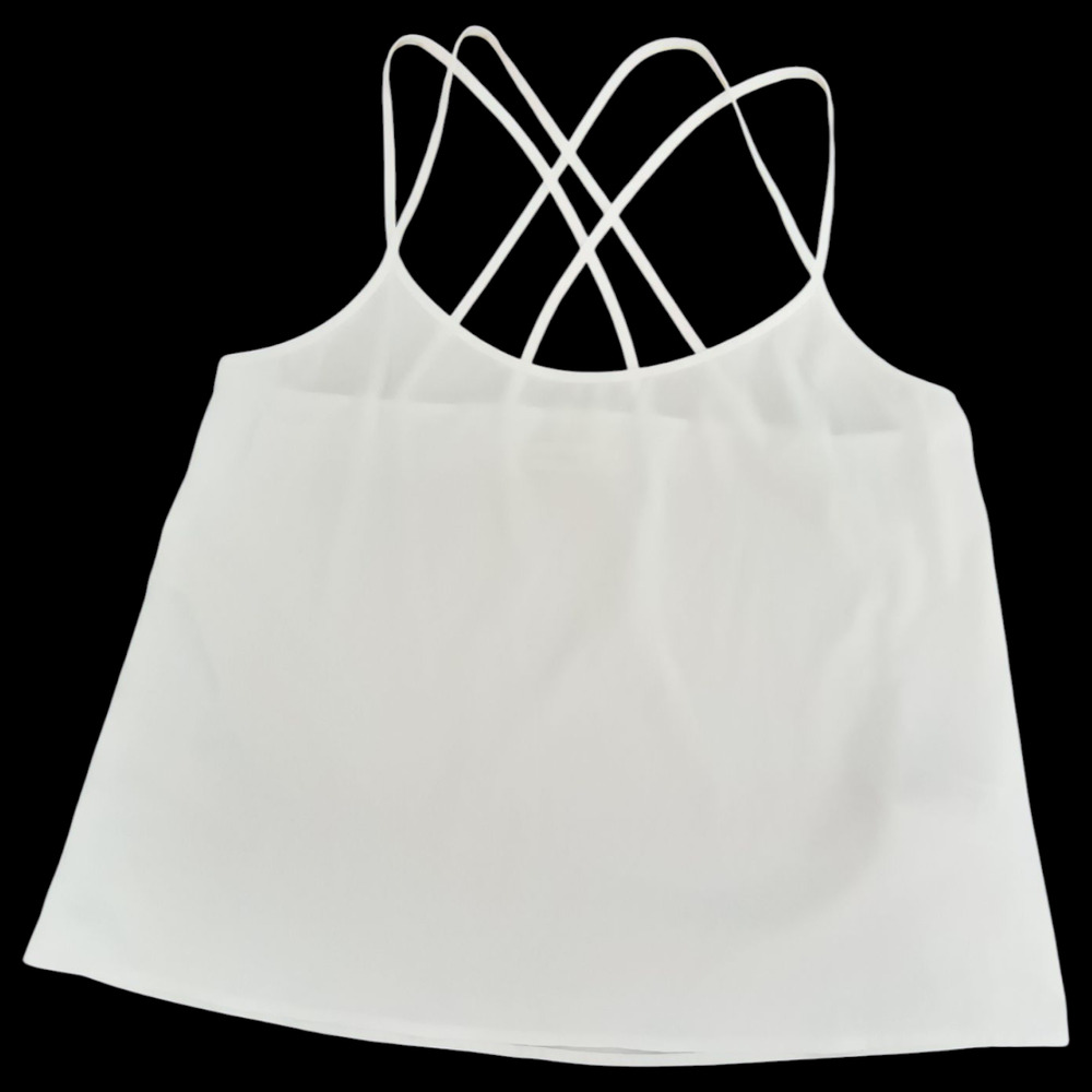 Abercrombie & Fitch Strappy Tank Top women's Size L Cream Color Crepe Pullover
